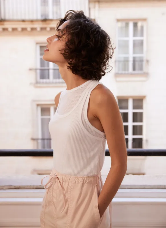 White Double Layered Vest Top sold by Mint Velvet