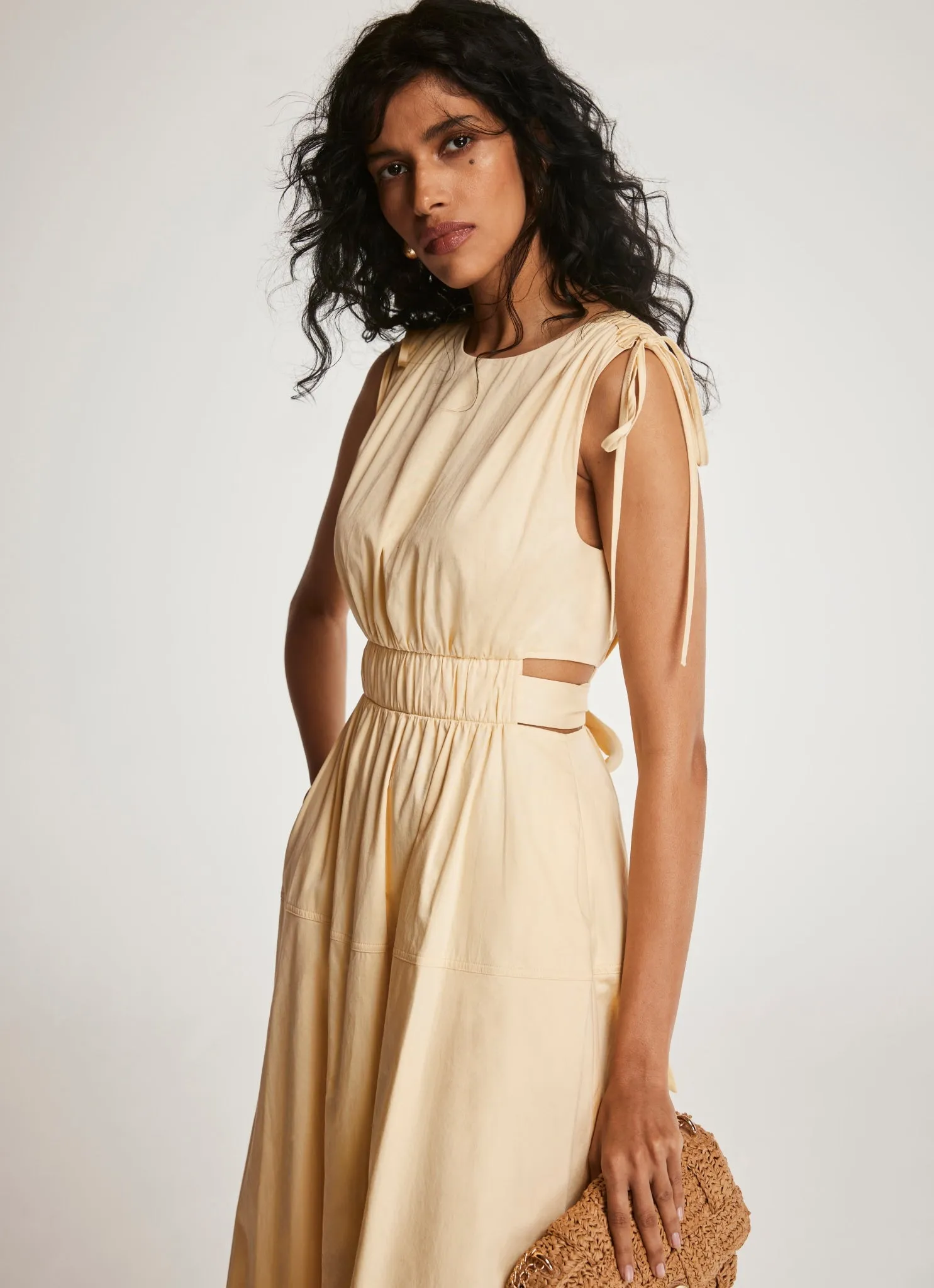 Yellow Ruched Waist Detail Midi Dress sold by Mint Velvet product image thumbnail 3