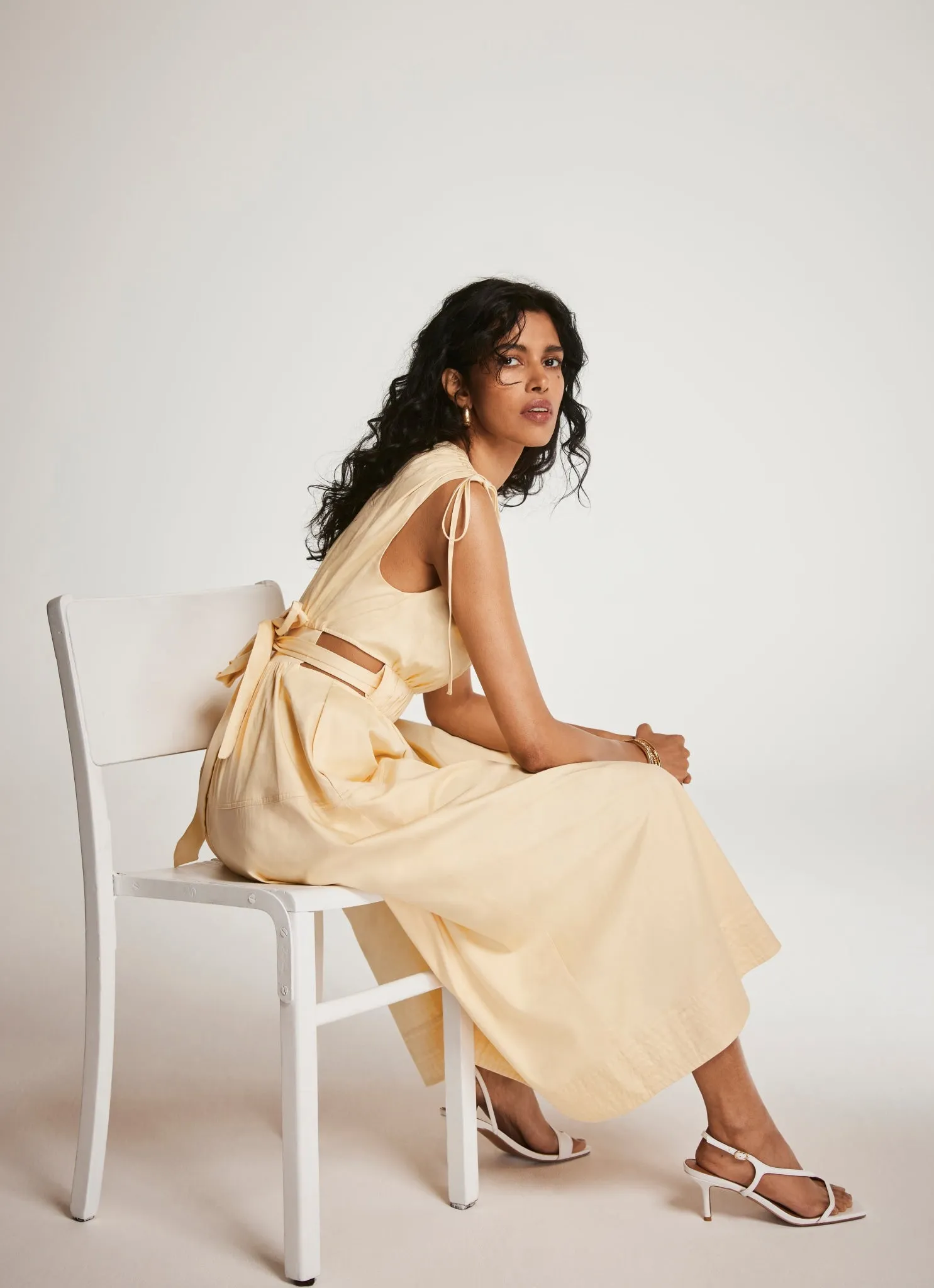 Yellow Ruched Waist Detail Midi Dress sold by Mint Velvet product image thumbnail 2