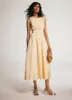 Yellow Ruched Waist Detail Midi Dress sold by Mint Velvet