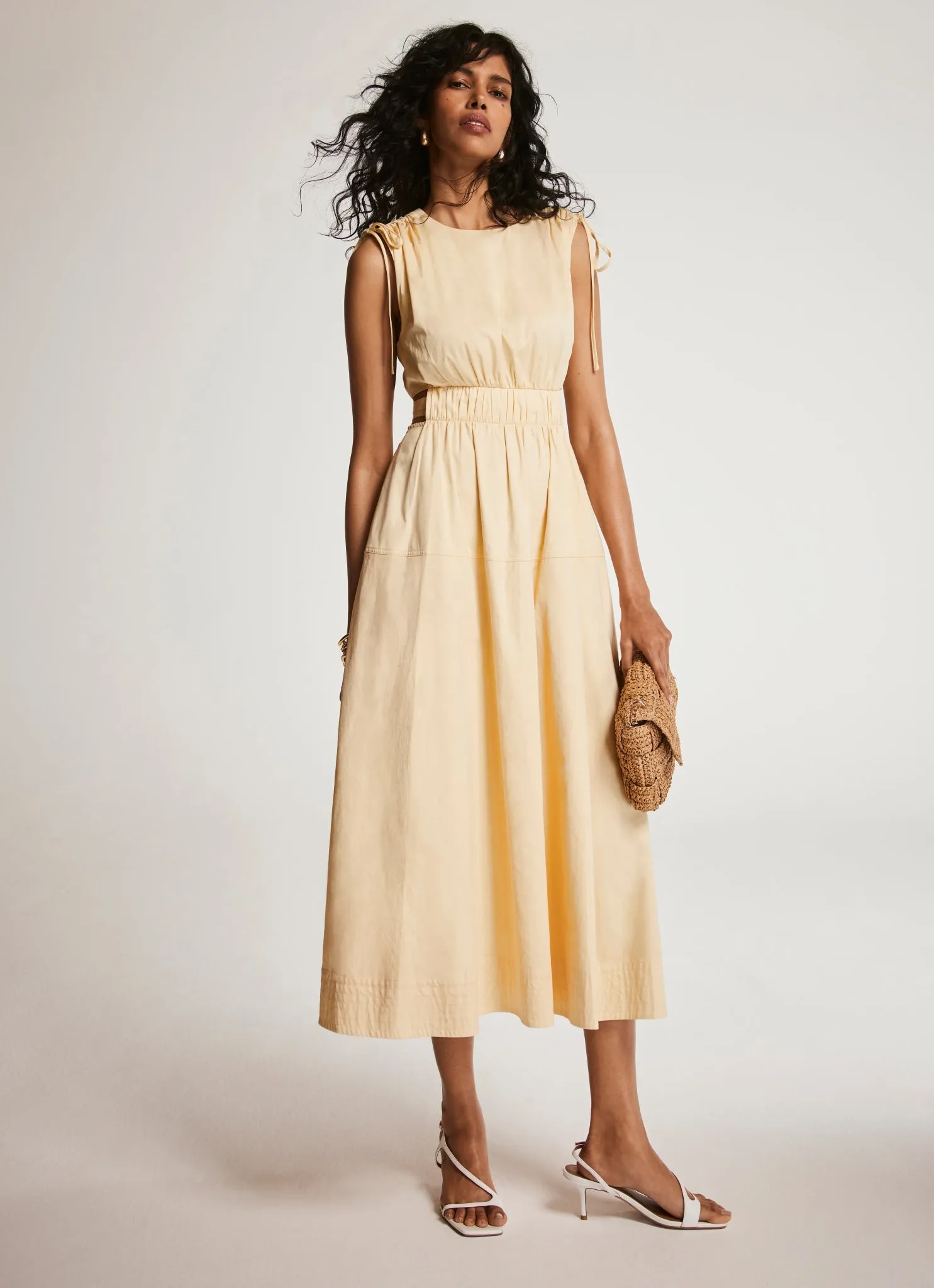 Yellow Ruched Waist Detail Midi Dress sold by Mint Velvet product image thumbnail 5