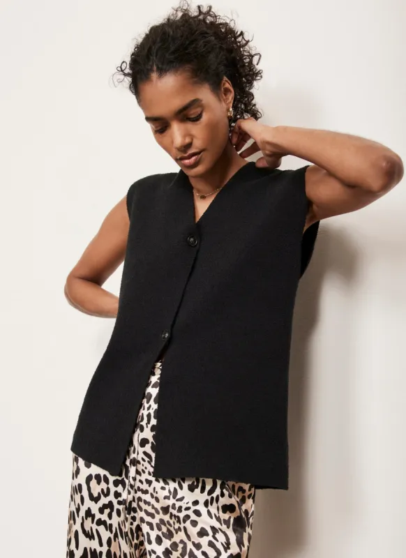Black Textured Waistcoat sold by Mint Velvet
