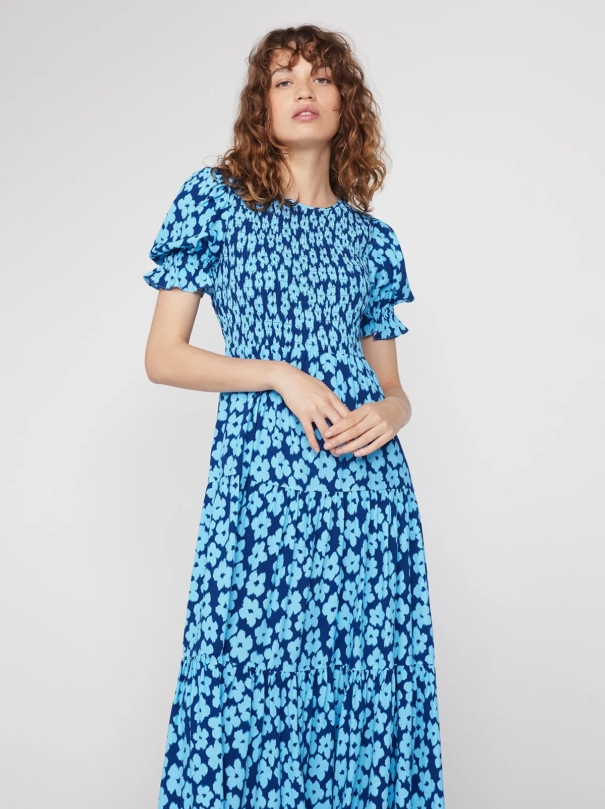 Persephone Blue Blurred Floral Midi Dress sold by KITRI Studio product image thumbnail 3