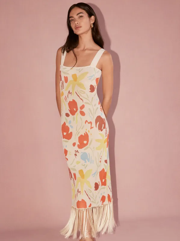 Talitha Pastel Floral Knit Midi Dress sold by KITRI Studio