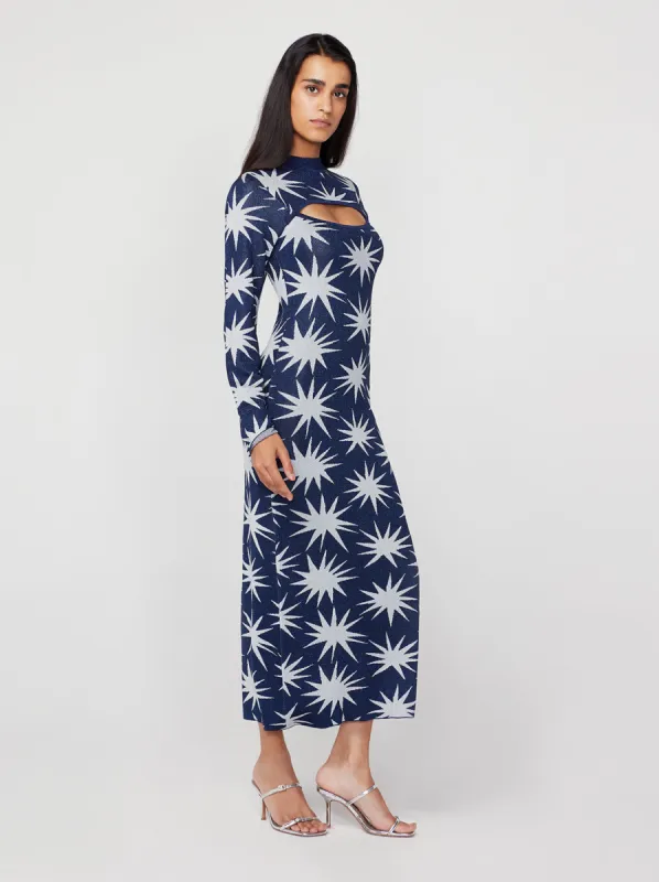 Erin Navy Star Lurex Knit Dress sold by KITRI Studio