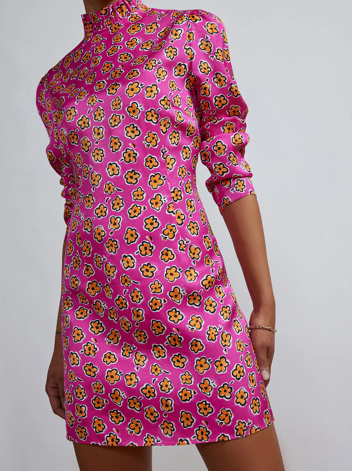 Danika Pink Painted Floral Mini Dress sold by KITRI Studio product image thumbnail 3