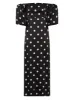 Cecelia Black Polka Dot Bardot Dress sold by KITRI Studio