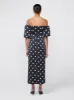 Cecelia Black Polka Dot Bardot Dress sold by KITRI Studio