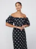 Cecelia Black Polka Dot Bardot Dress sold by KITRI Studio