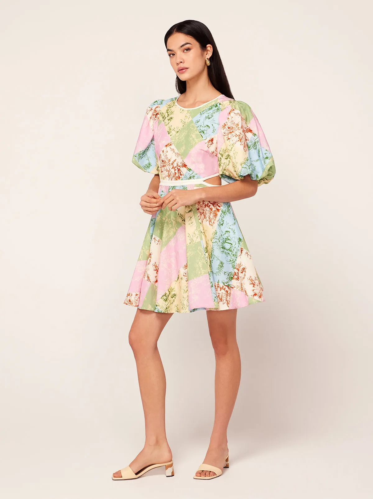 Coco Patched Toile De Jouy Mini Dress sold by KITRI Studio
