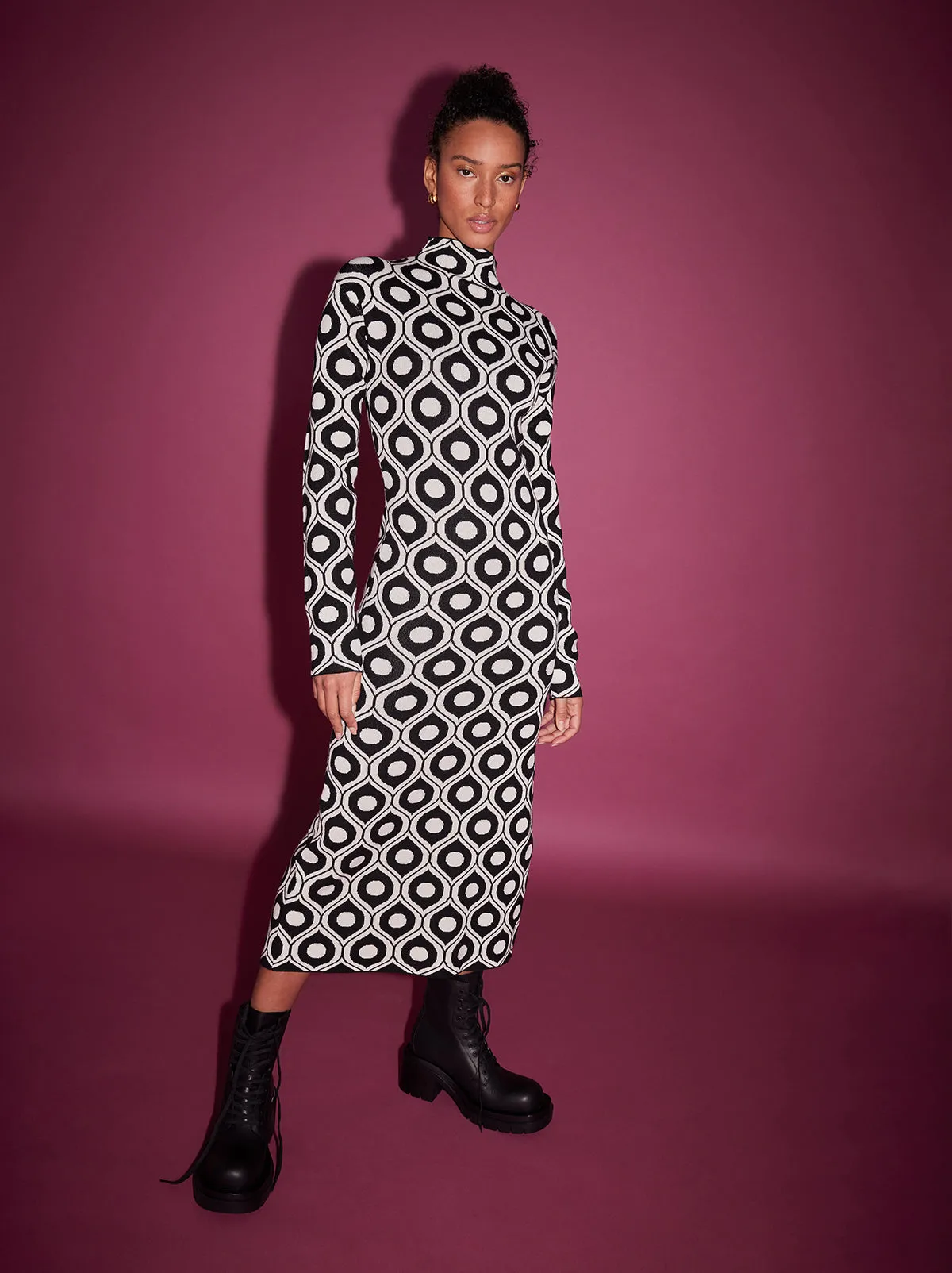 Marlowe Black Wallpaper Print Knit Dress sold by KITRI Studio product image thumbnail 3