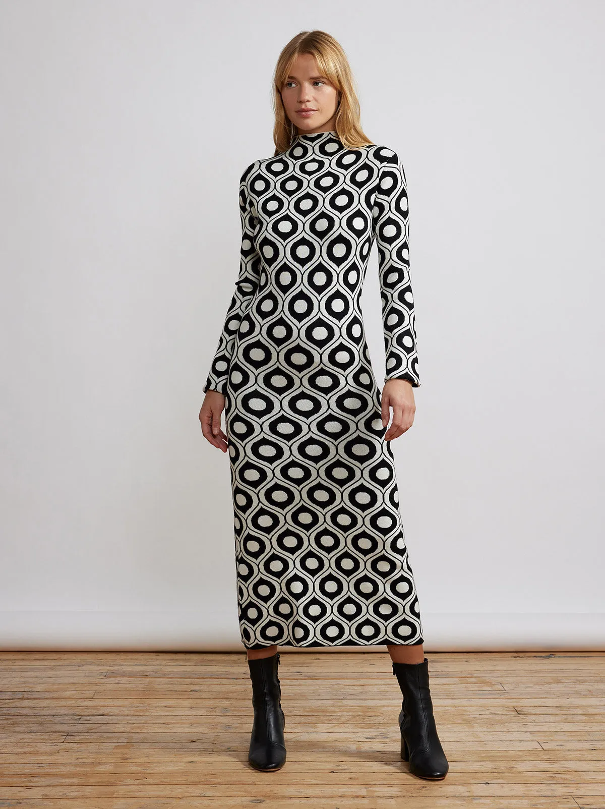 Marlowe Black Wallpaper Print Knit Dress sold by KITRI Studio