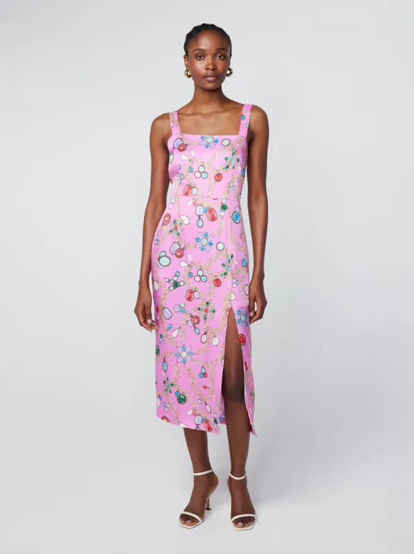 Mara Pink Chain Print Midi Dress sold by KITRI Studio
