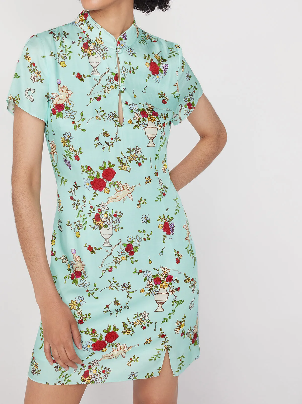 Gretchen Mint Cherub Print Mini Dress sold by KITRI Studio product image thumbnail 2