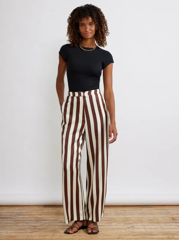 Phoenix Chocolate Striped Satin Trousers sold by KITRI Studio