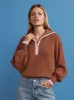 Lorna Chocolate Brown Half-Zip Sweater sold by KITRI Studio