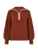 Lorna Chocolate Brown Half-Zip Sweater sold by KITRI Studio