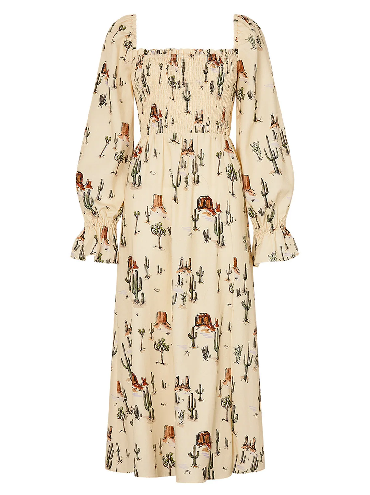 Jolene Joshua Tree Print Shirred Dress sold by KITRI Studio product image thumbnail 5
