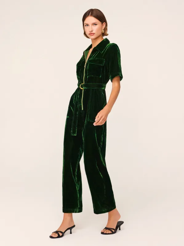 Serena Green Velvet Jumpsuit sold by KITRI Studio
