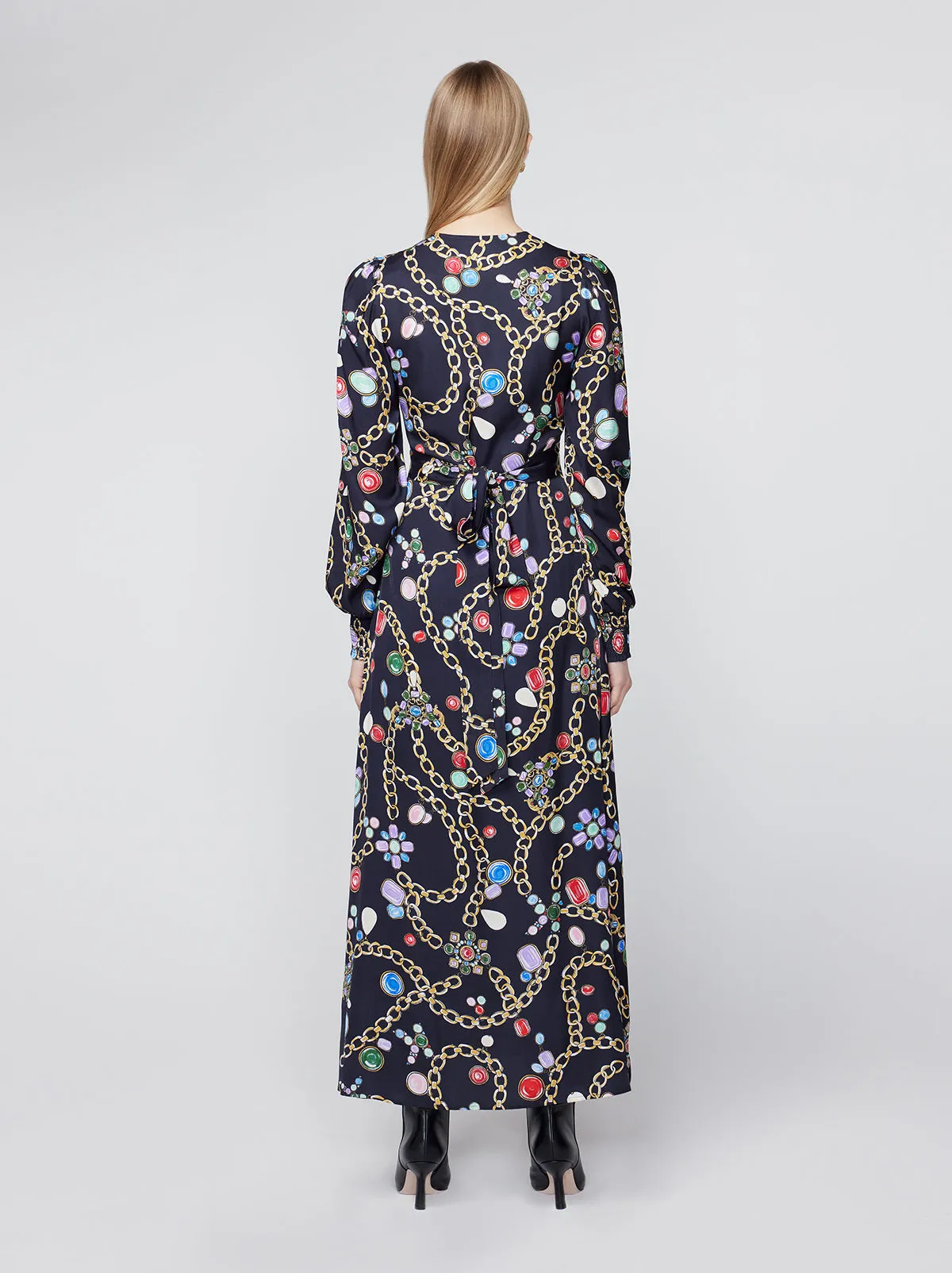 Aurora Black Chain Print Maxi Dress sold by KITRI Studio product image thumbnail 4
