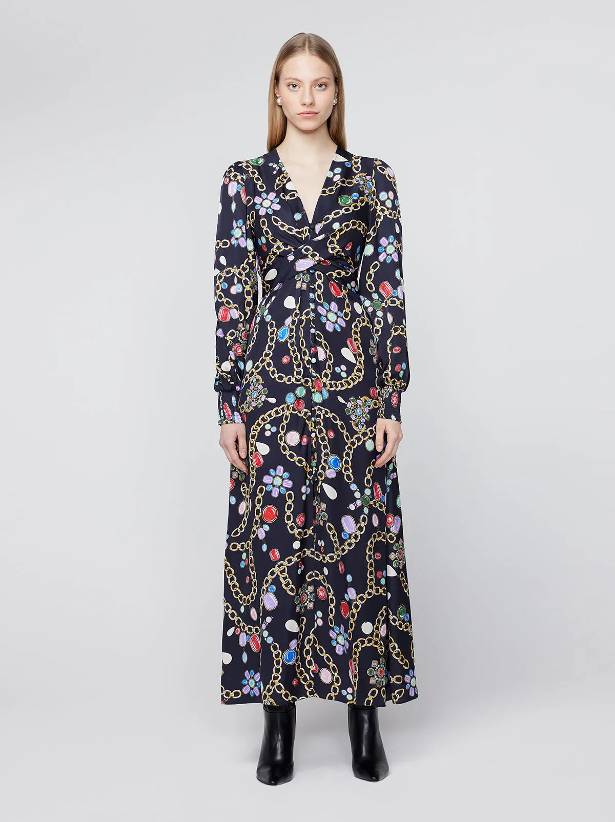 Aurora Black Chain Print Maxi Dress sold by KITRI Studio product image thumbnail 3