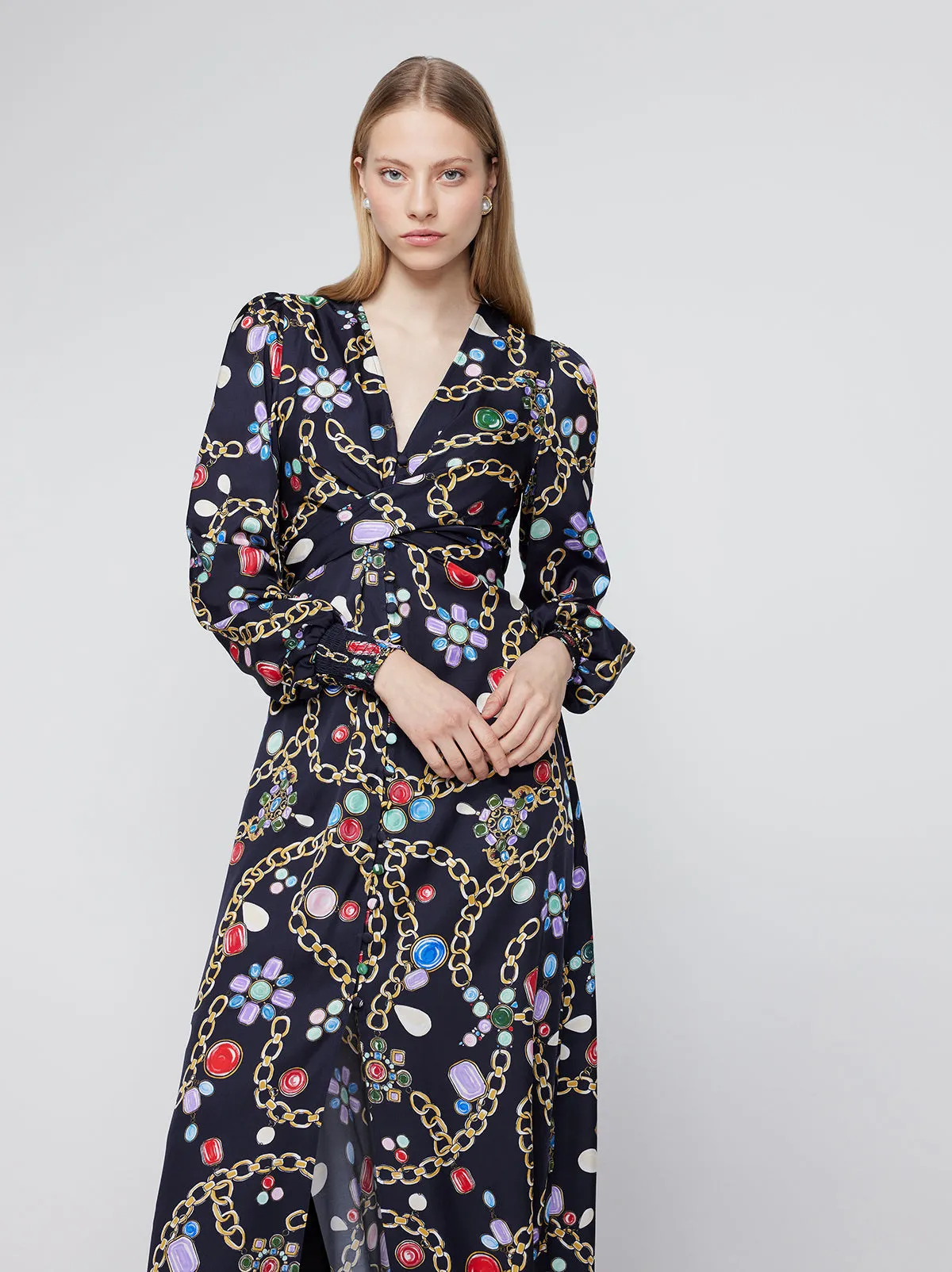 Aurora Black Chain Print Maxi Dress sold by KITRI Studio product image thumbnail 2