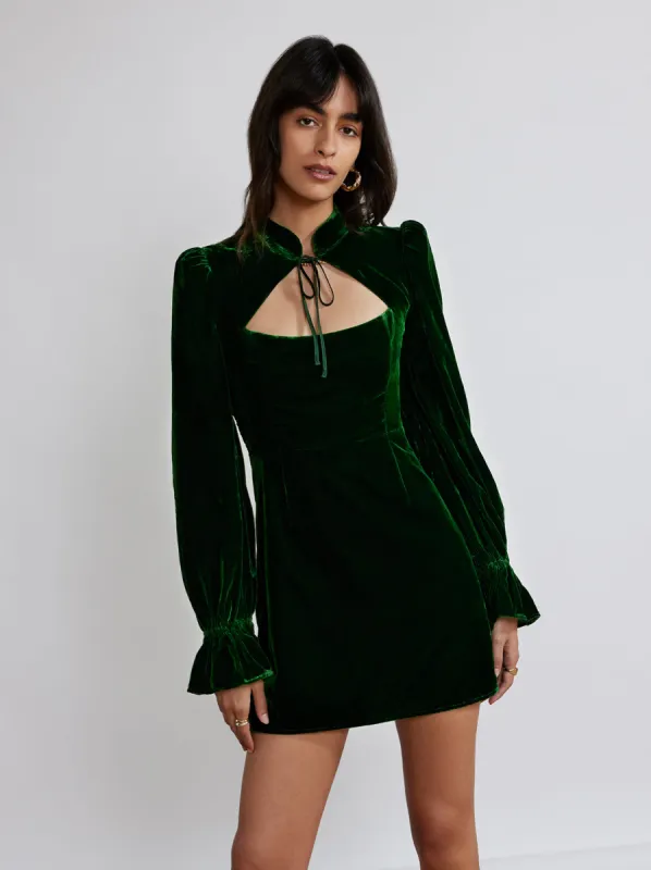 Valentina Green Velvet Mini Dress sold by KITRI Studio