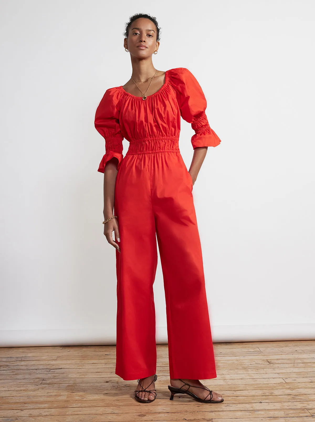 Maya Red Cotton Jumpsuit sold by KITRI Studio product image thumbnail 3