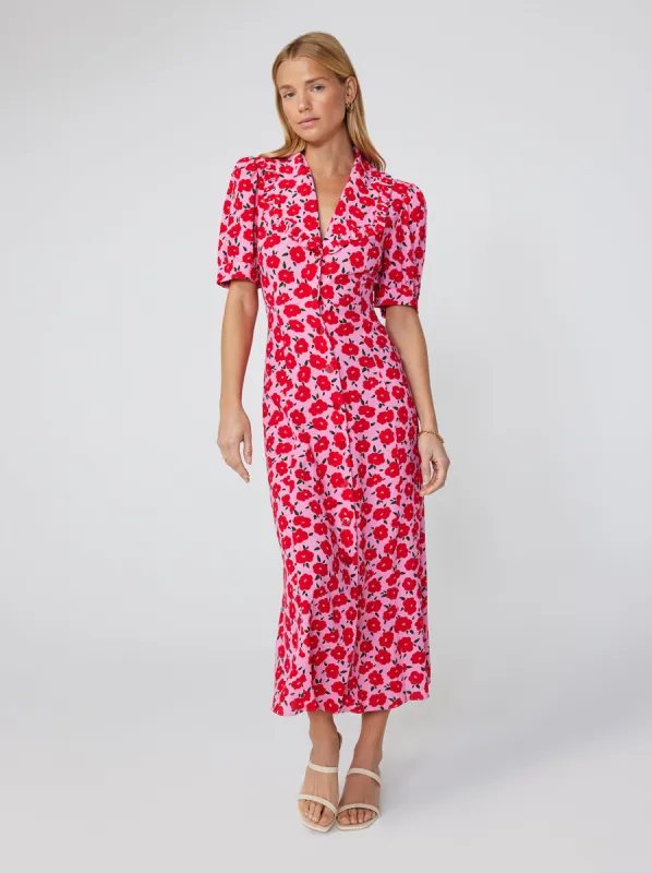 Bethany Pink Floral Tea Dress sold by KITRI Studio