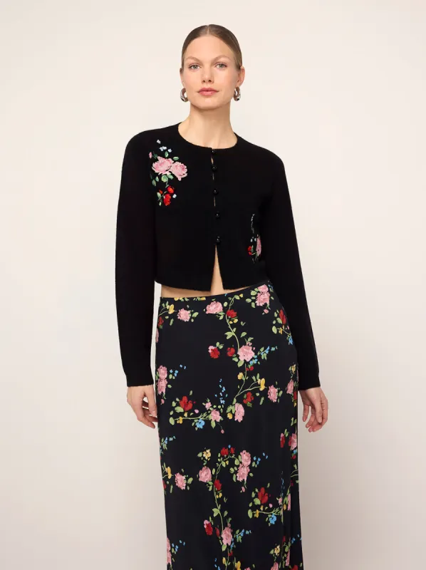 Carmel Black Embroidered Knit Cardigan sold by KITRI Studio