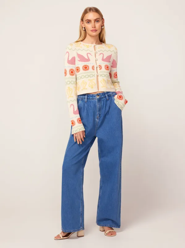 Edith Denim Pleated Front Trousers sold by KITRI Studio