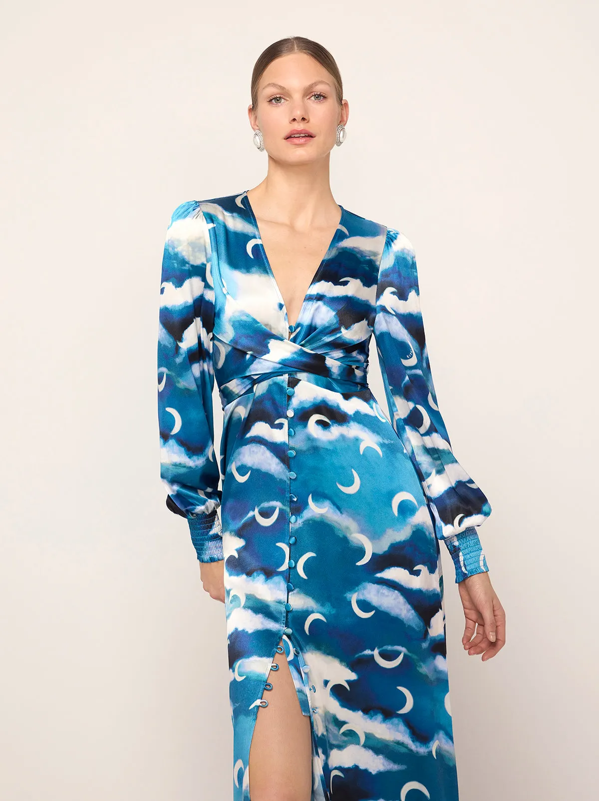 Aurora Blue Cloud Print Maxi Dress sold by KITRI Studio product image thumbnail 2