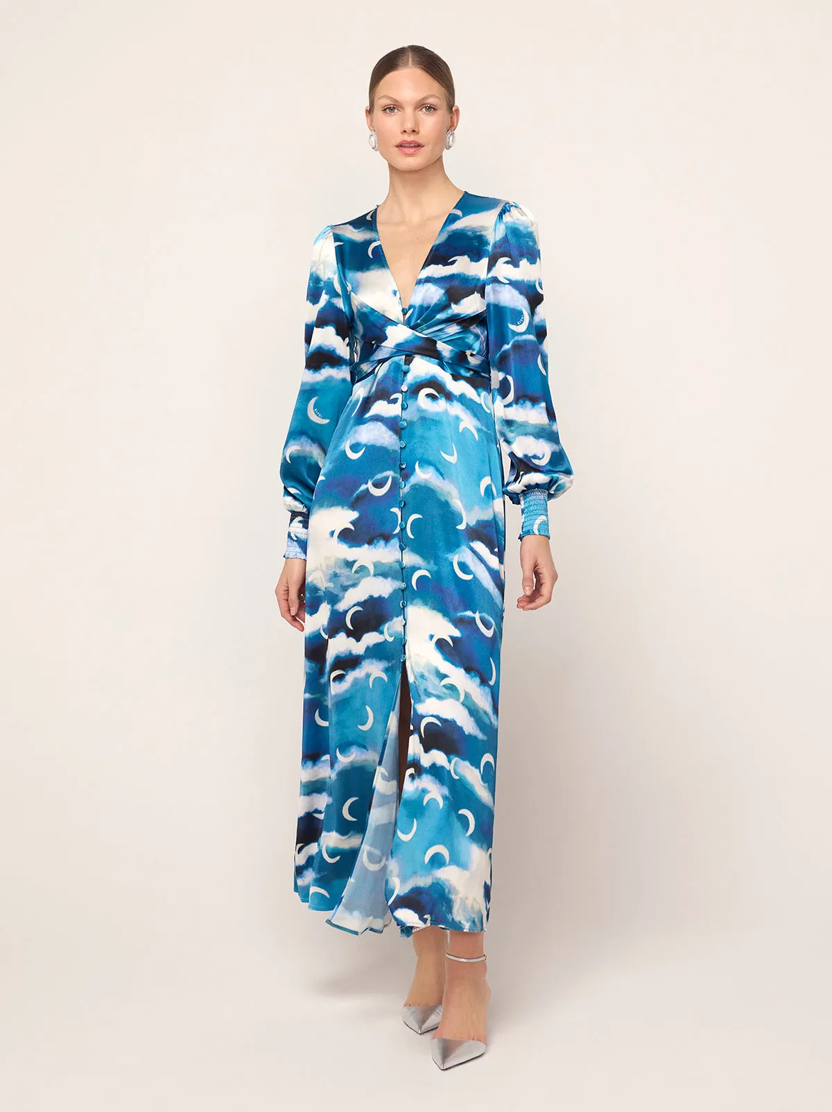 Aurora Blue Cloud Print Maxi Dress sold by KITRI Studio product image thumbnail 3