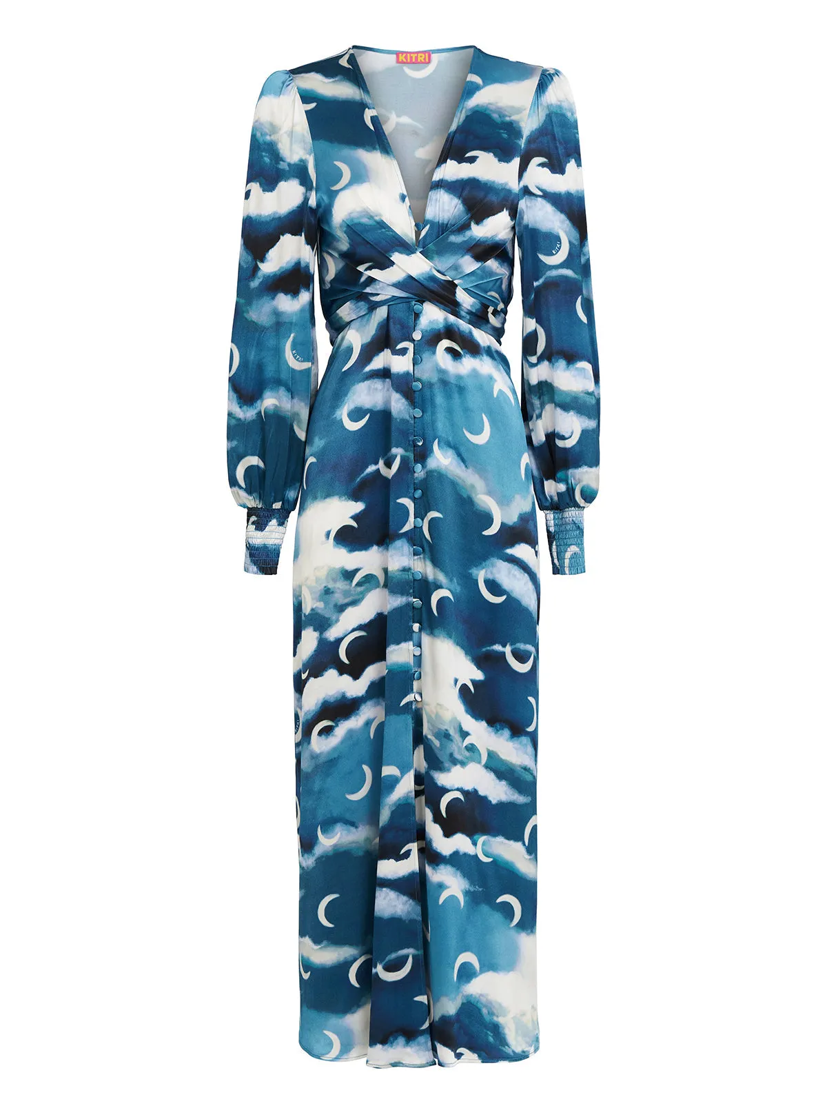 Aurora Blue Cloud Print Maxi Dress sold by KITRI Studio product image thumbnail 4