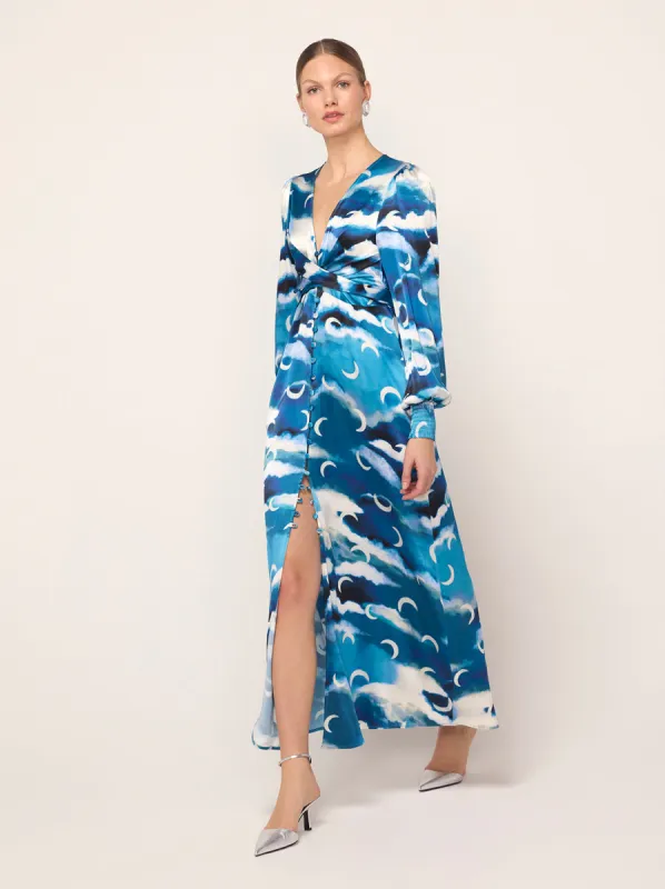 Aurora Blue Cloud Print Maxi Dress sold by KITRI Studio