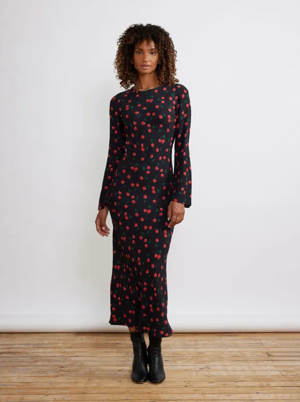 Keira Black Cherry Maxi Dress sold by KITRI Studio
