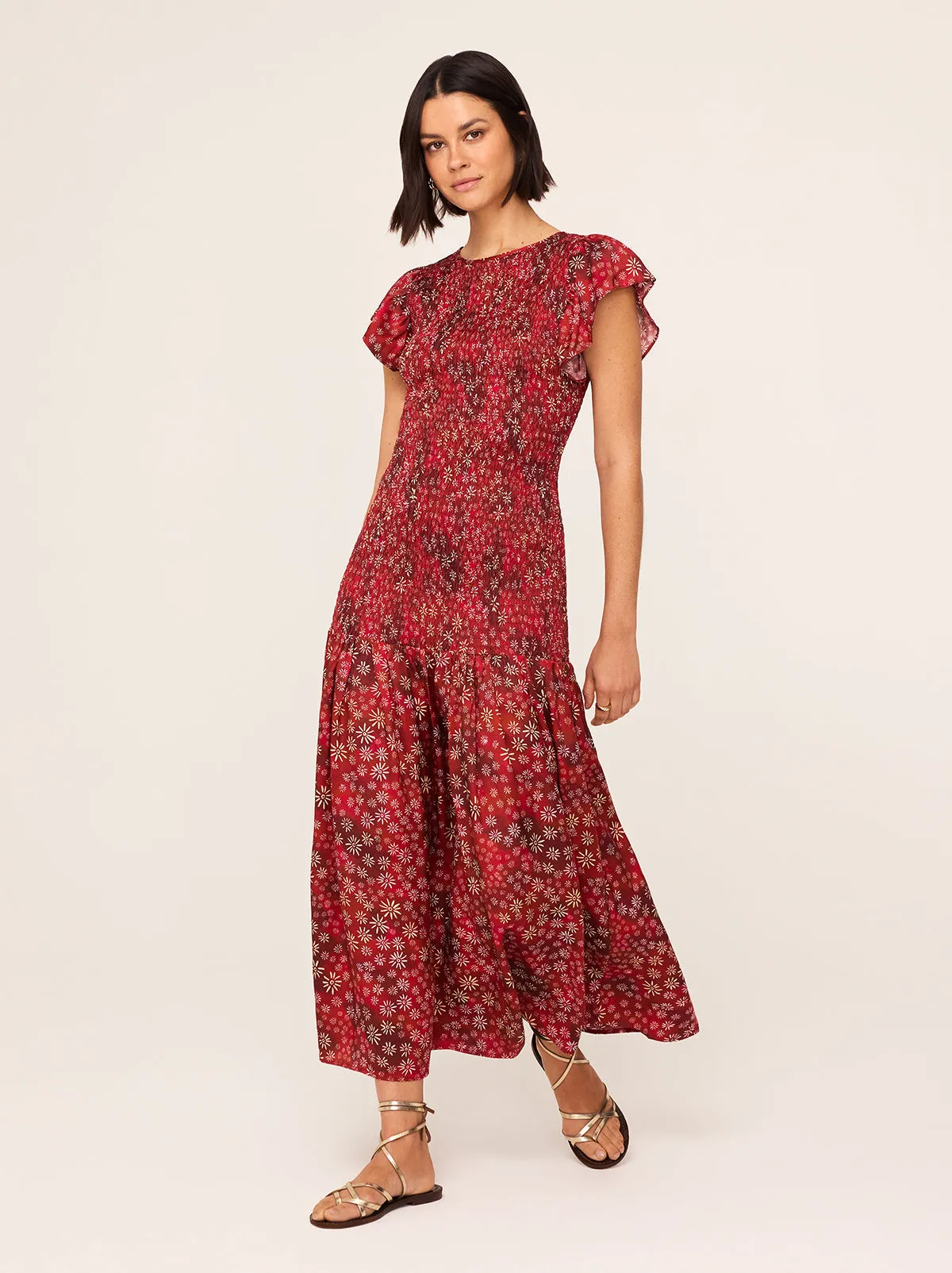 Jemima Red Constellation Print Maxi Dress sold by KITRI Studio