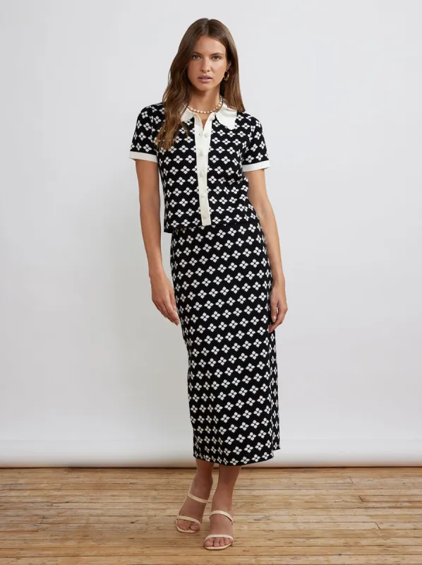 Lexi Black Floral Knit Top sold by KITRI Studio