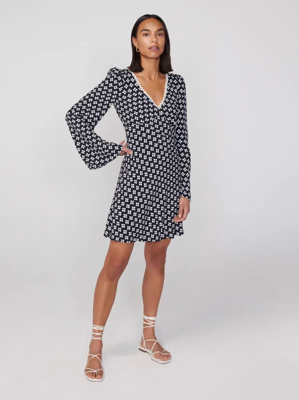 Rosalie Black Polka Floral Mini Dress sold by KITRI Studio