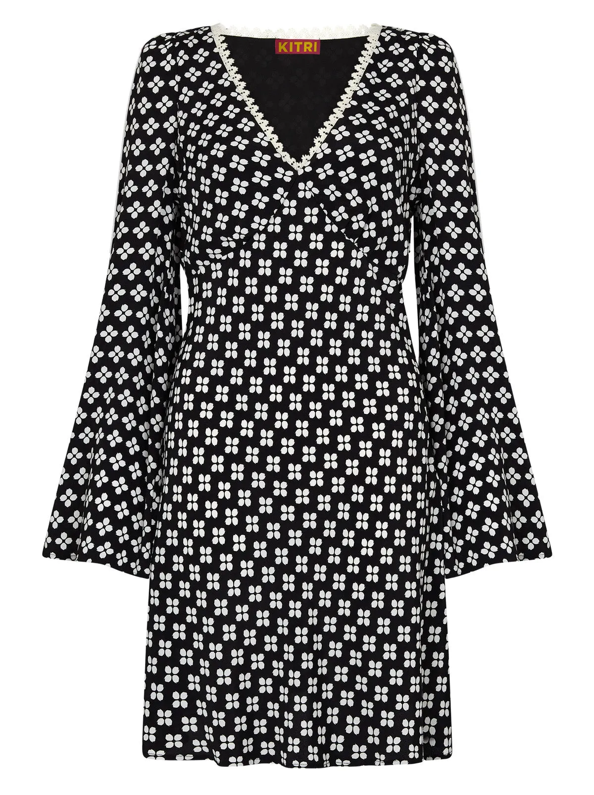 Rosalie Black Polka Floral Mini Dress sold by KITRI Studio product image thumbnail 4