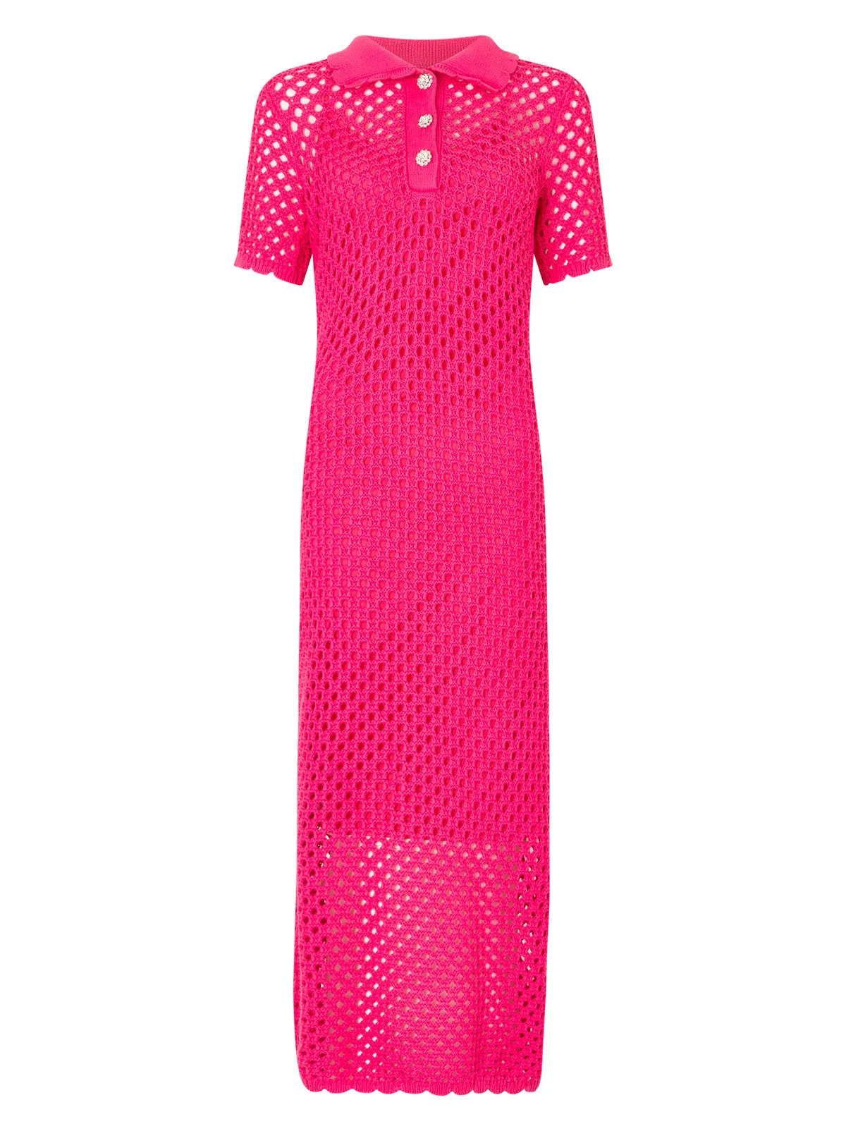 Lillia Pink Crochet Polo Dress sold by KITRI Studio product image thumbnail 5