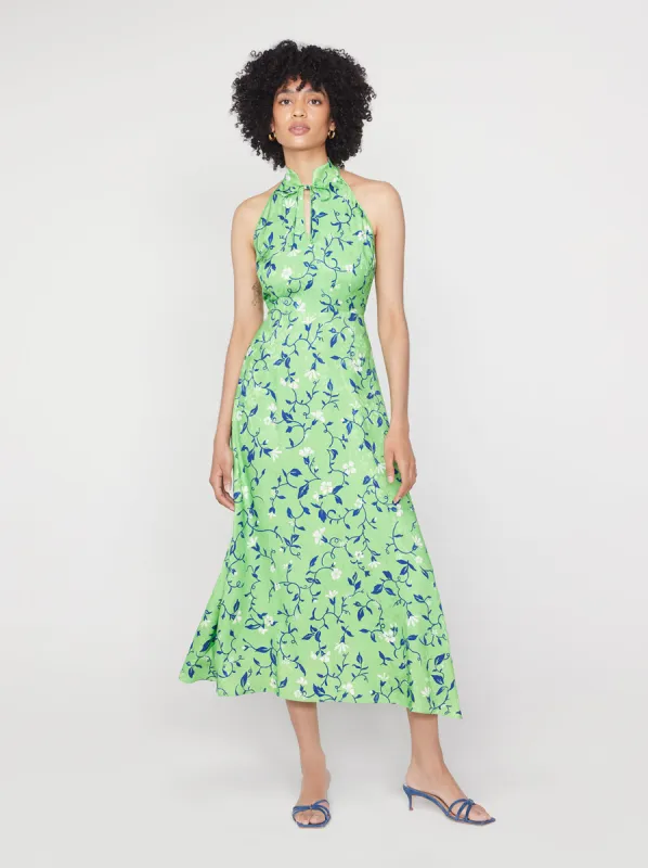 Willow Green Vine Print Halterneck Dress sold by KITRI Studio