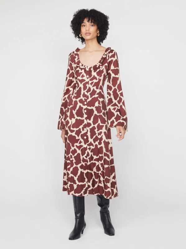 Flora Giraffe Print Midi Dress sold by KITRI Studio