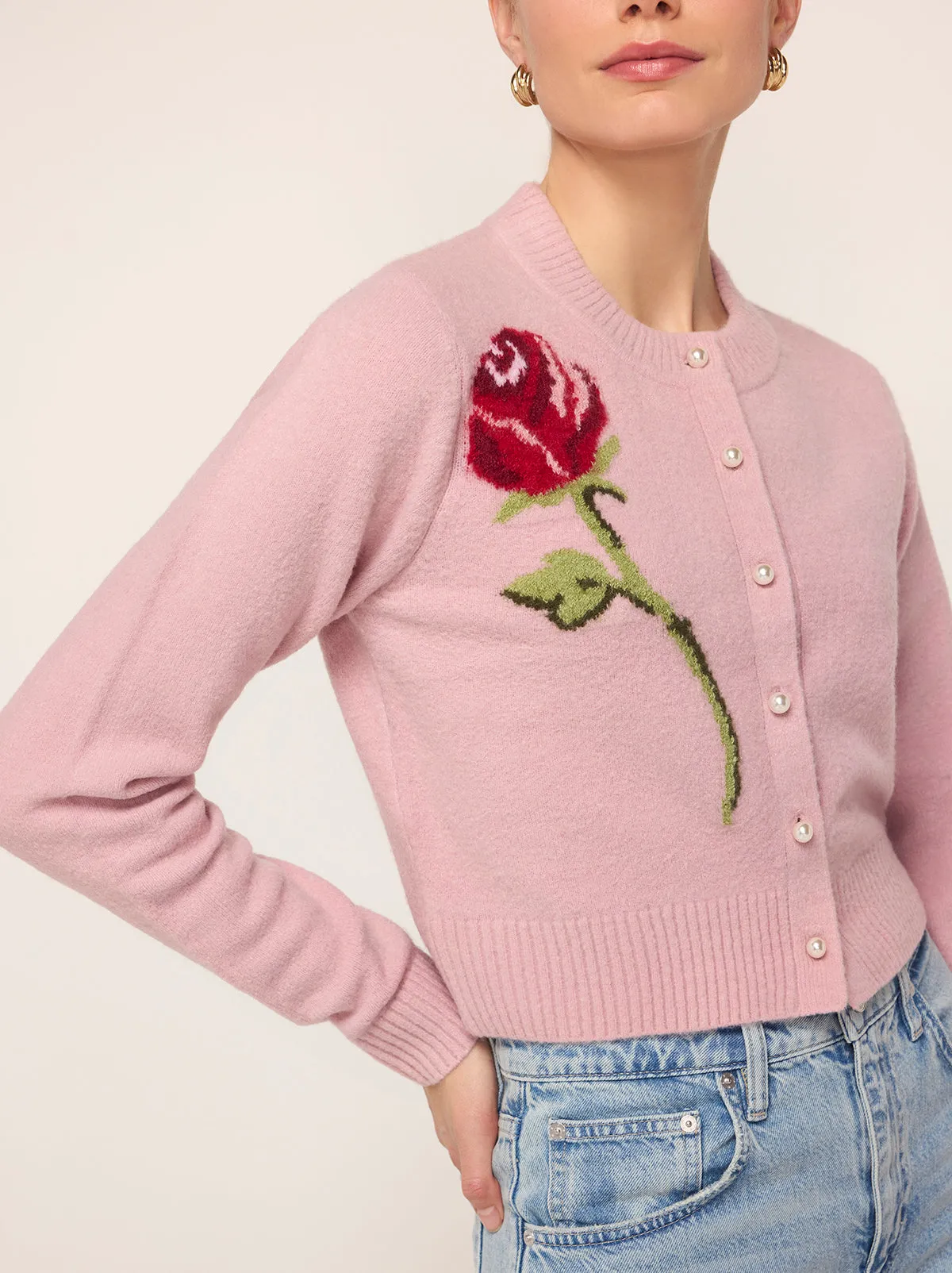 Ginnie Pink Rose Embroidered Cardigan sold by KITRI Studio product image thumbnail 2
