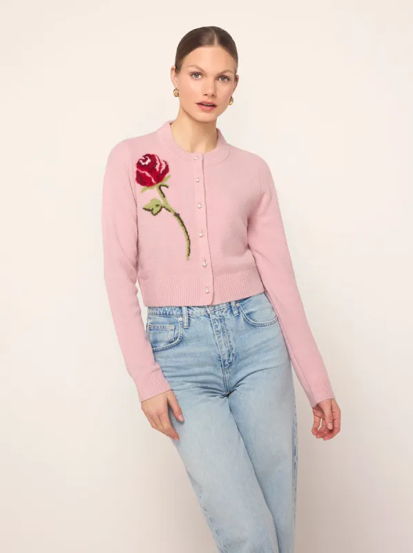 Ginnie Pink Rose Embroidered Cardigan made by KITRI Studio