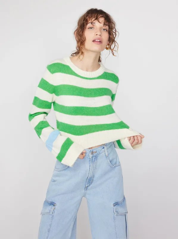 Gillian Green Stripe Intarsia Sweater sold by KITRI Studio