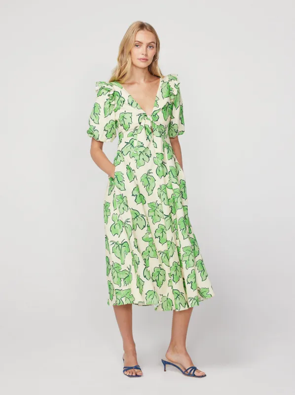 Pia Green Vine Leaf Tie Front Dress sold by KITRI Studio