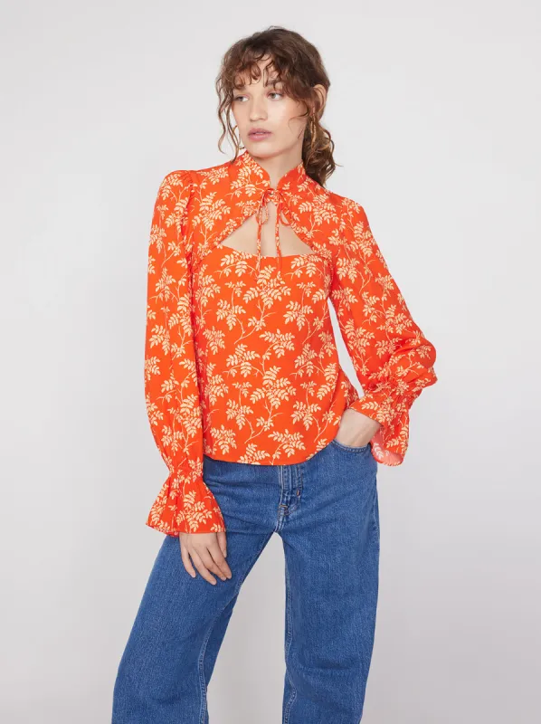 Quinn Chilli Vintage Leaf Print Top sold by KITRI Studio