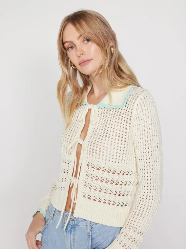 Evie Ivory Crochet Knit Cardigan sold by KITRI Studio