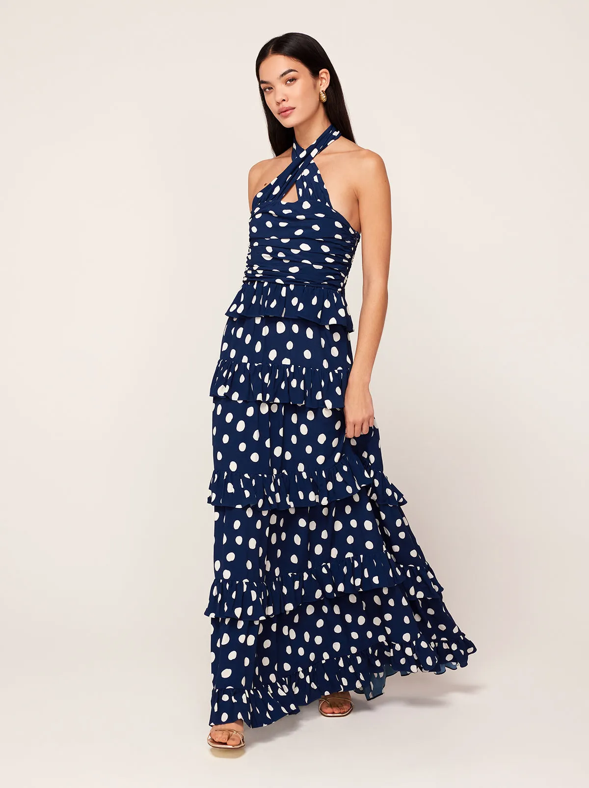 Romily Mixed Polka Dot Maxi Dress sold by KITRI Studio
